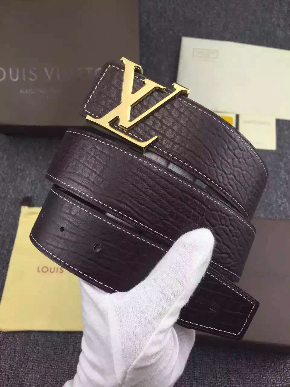 Super Perfect Quality LV Belts(100% Genuine Leather,Steel Buckle)-1211