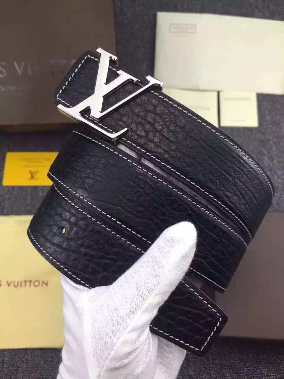 Super Perfect Quality LV Belts(100% Genuine Leather,Steel Buckle)-1214