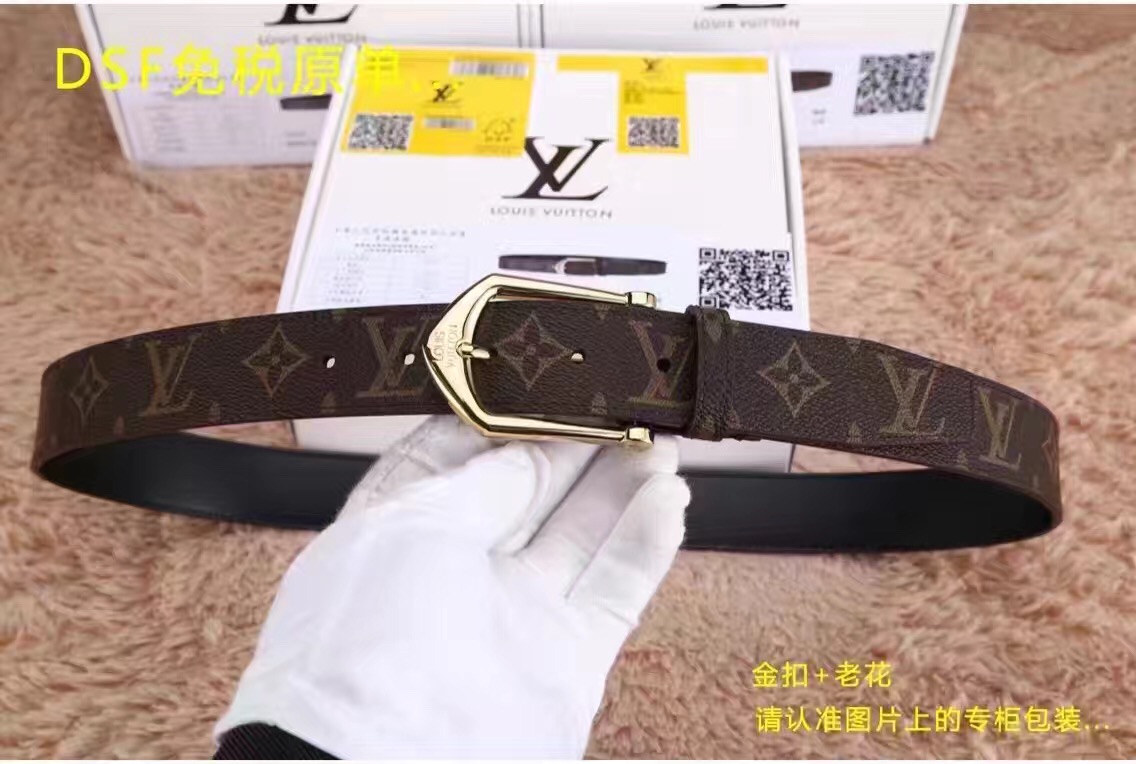 Super Perfect Quality LV Belts(100% Genuine Leather,Steel Buckle)-1297