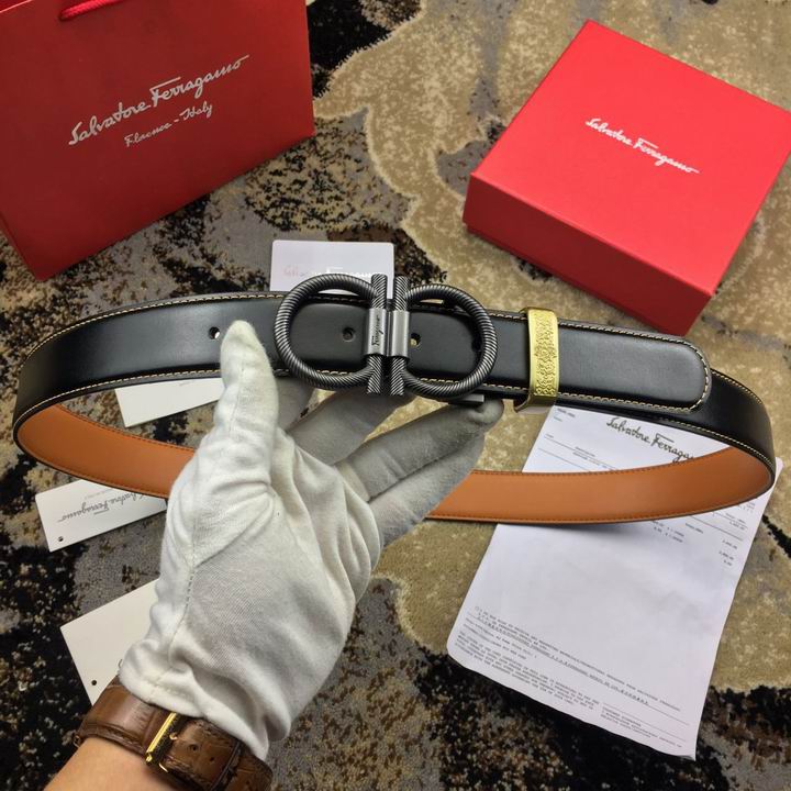 Super Perfect Quality Ferragamo Belts(100% Genuine Leather,steel Buckle)-1003