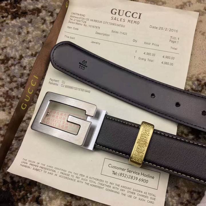 Super Perfect Quality G Belts(100% Genuine Leather,steel Buckle)-1323