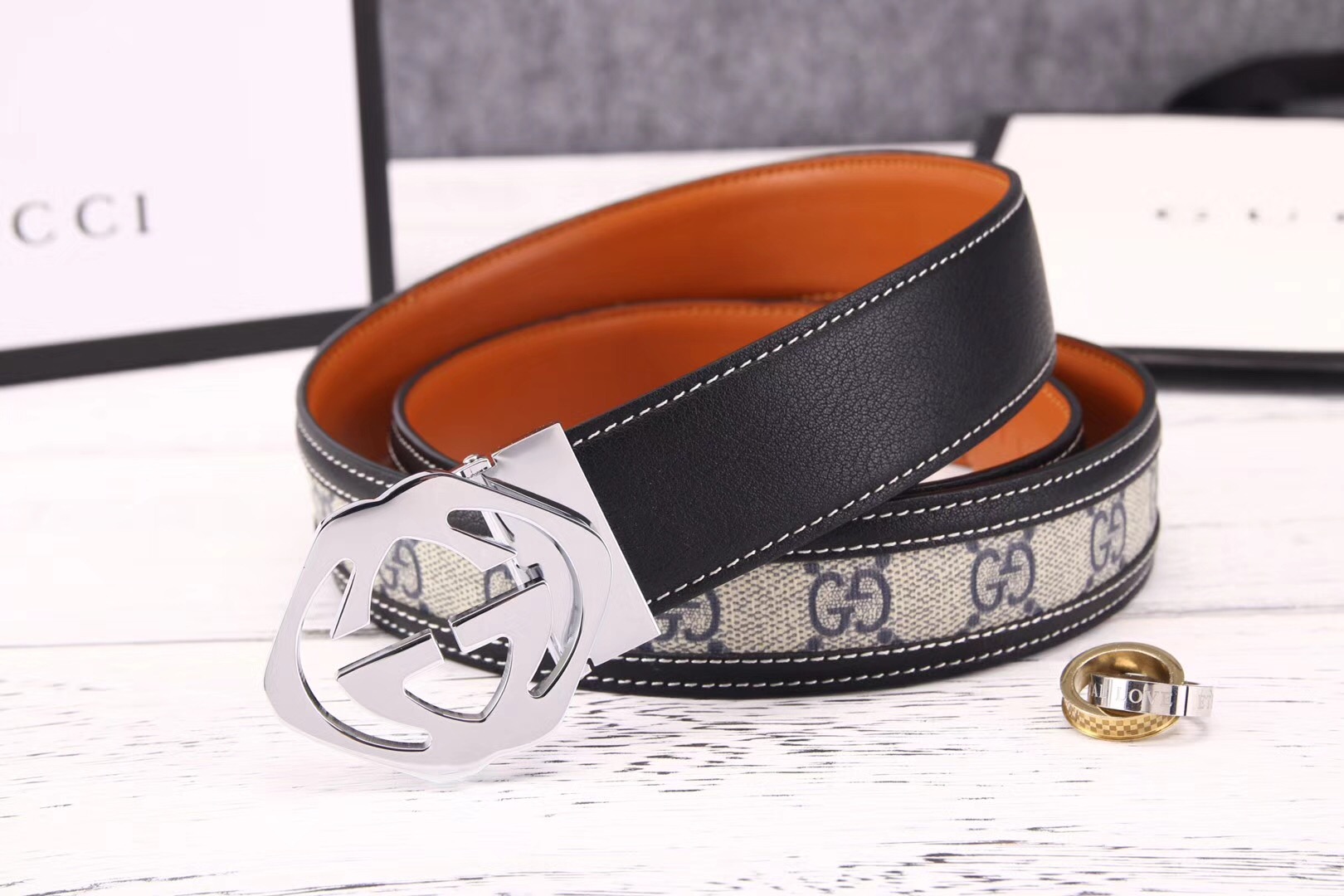 Super Perfect Quality G Belts(100% Genuine Leather,steel Buckle)-405