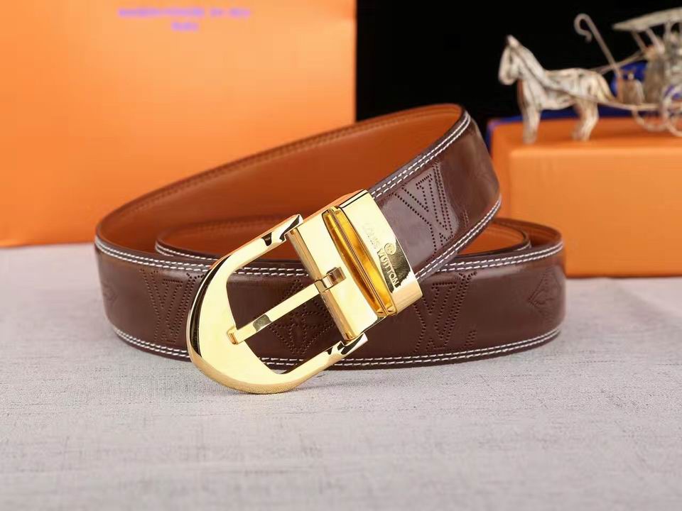 Super Perfect Quality LV Belts(100% Genuine Leather,Steel Buckle)-1345