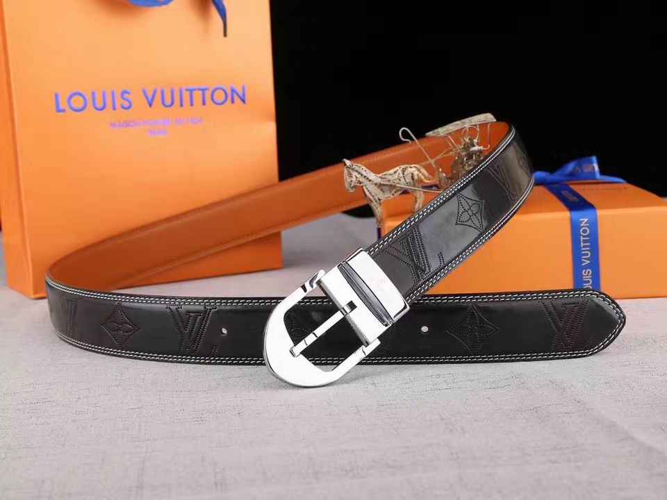 Super Perfect Quality LV Belts(100% Genuine Leather,Steel Buckle)-1348