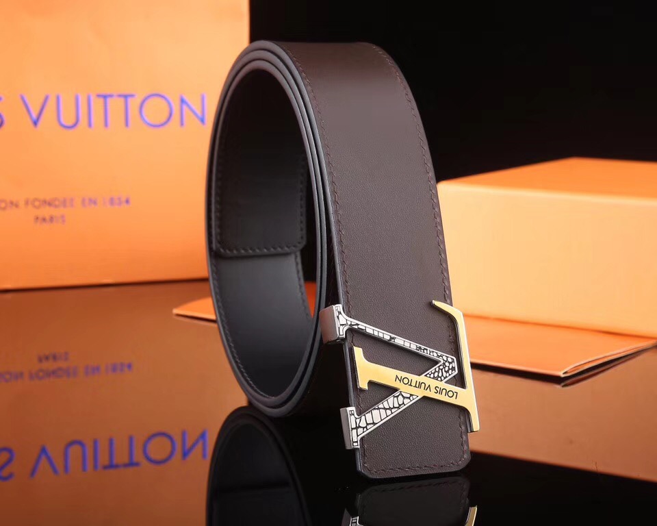 Super Perfect Quality LV Belts(100% Genuine Leather,Steel Buckle)-1748