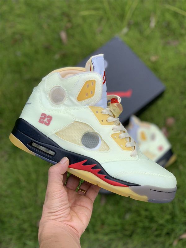 Authentic OFF-WHITE x Air Jordan 5 “Sail”