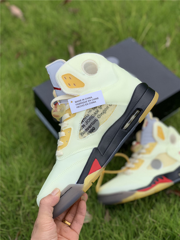 Authentic OFF-WHITE x Air Jordan 5 “Sail”