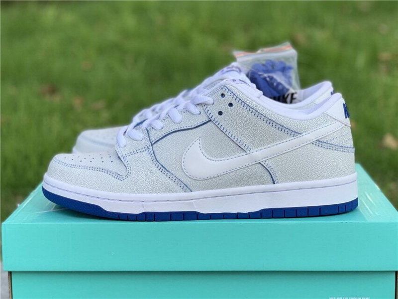 Authentic Nike SB Dunk Low Pro Premium White Game Royal  Women 