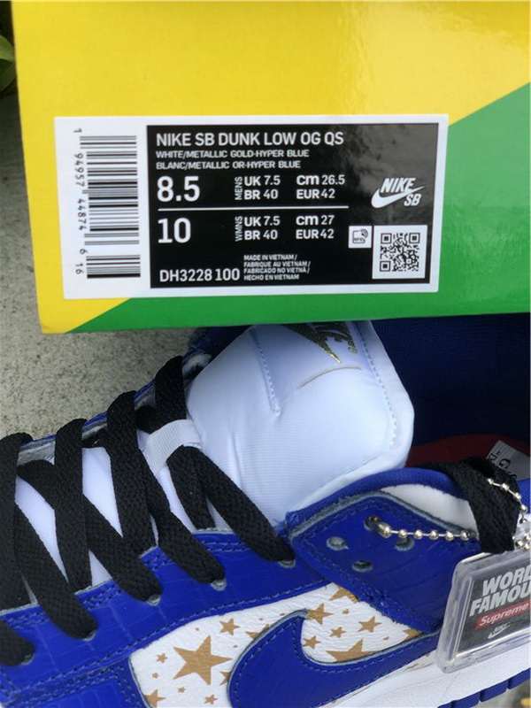 Authentic Supreme x Nike SB Dunk Blue White