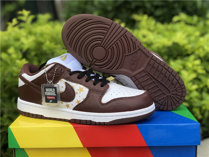 Authentic Supreme x Nike SB Dunk Low Brown