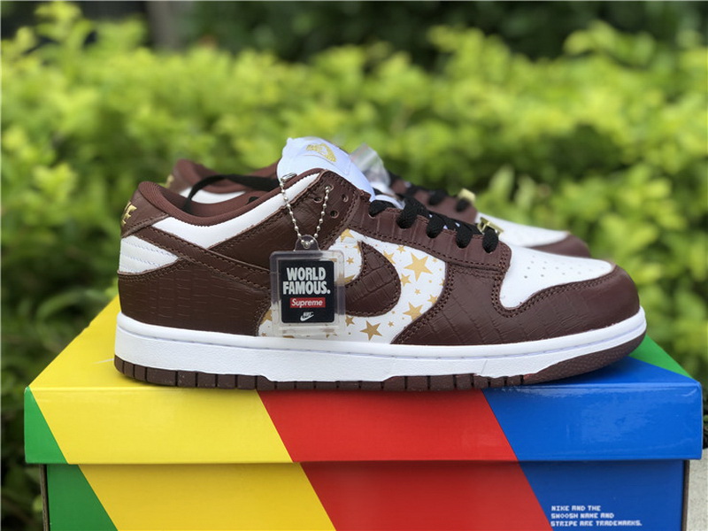 Authentic Supreme x Nike SB Dunk Low Brown