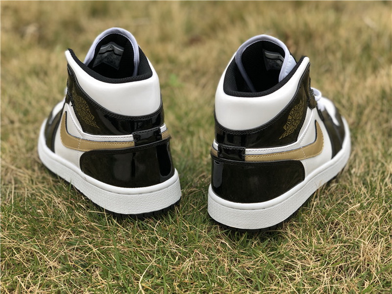 Authentic Air Jordan 1 Mid Black Gold