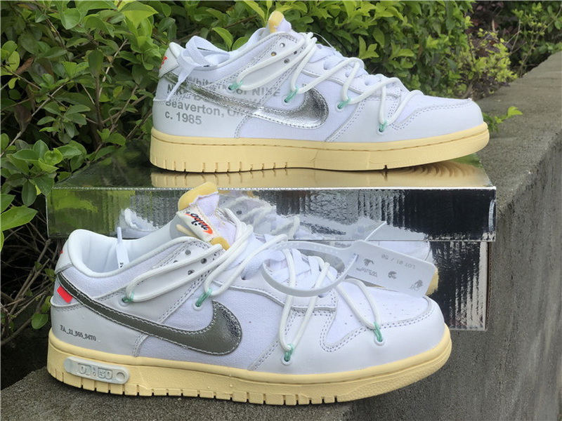 Authentic Off-White x Nike Dunk Low White GS