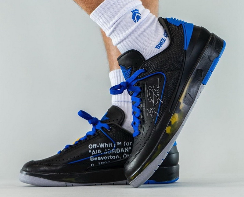 Authentic Off-White x Air Jordan 2 Low Black Blue