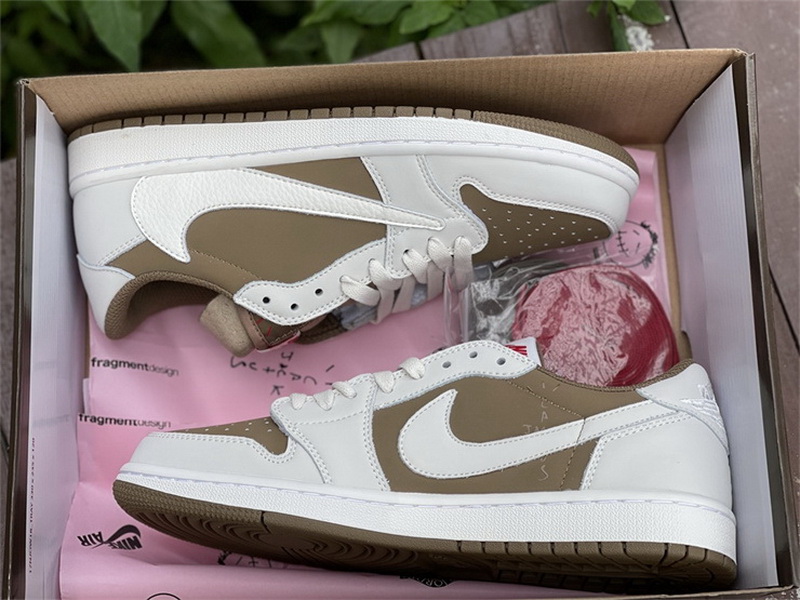 Authentic Travis Scott x Air Jordan 1 Low White Brown