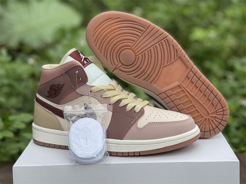 Authentic Air Jordan 1 Mid “Brown/Pink”