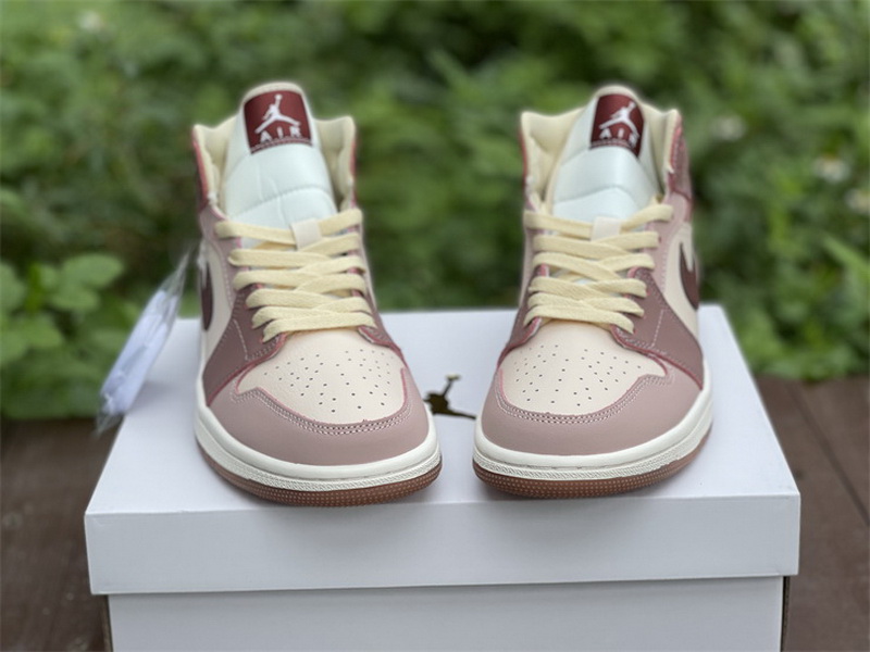 Authentic Air Jordan 1 Mid “Brown/Pink”