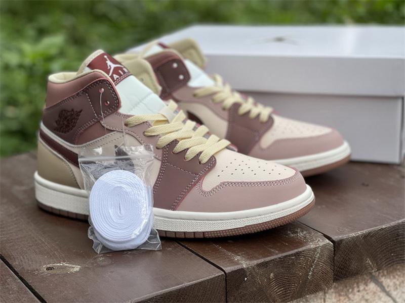 Authentic Air Jordan 1 Mid “Brown/Pink”