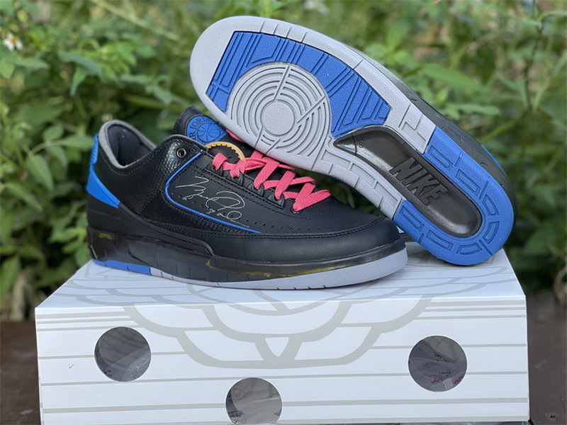 Authentic Off-White x Air Jordan 2 Low Black Blue (with correct boxes)