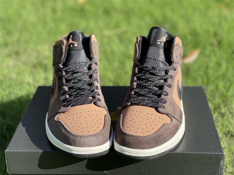  Authentic Air Jordan 1 Mid Brown