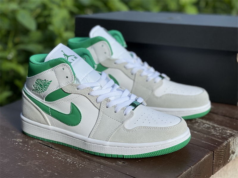 Authentic Air Jordan 1 Mid White Green