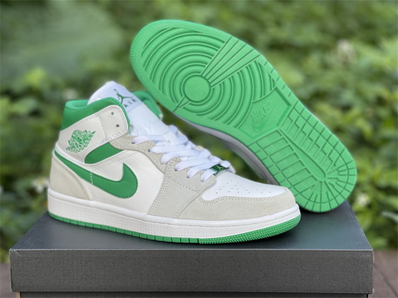 Authentic Air Jordan 1 Mid White Green