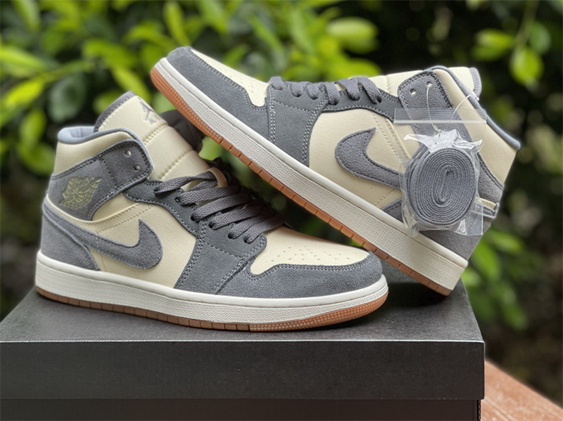 Authentic Air Jordan 1 Mid Cream Grey