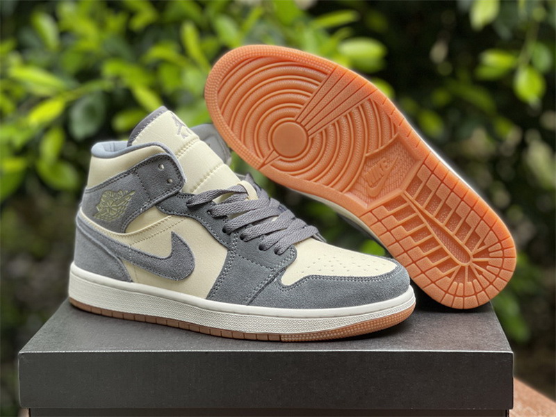 Authentic Air Jordan 1 Mid Cream Grey