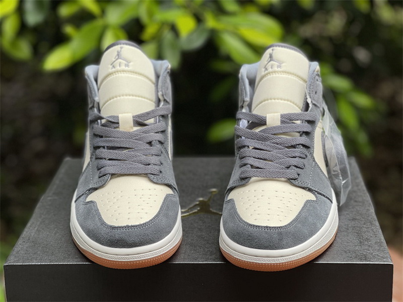 Authentic Air Jordan 1 Mid Cream Grey