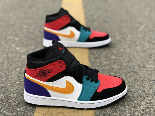 Authentic Nike Air Jordan 1 Mid  Multi-Color GS Shoes-LY