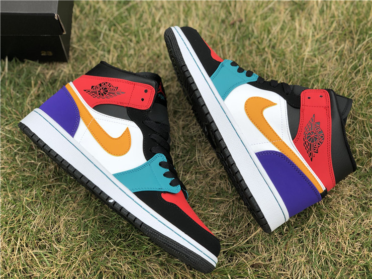 Authentic Nike Air Jordan 1 Mid  Multi-Color GS Shoes-LY