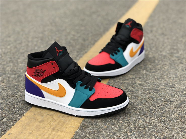 Authentic Nike Air Jordan 1 Mid  Multi-Color GS Shoes-LY