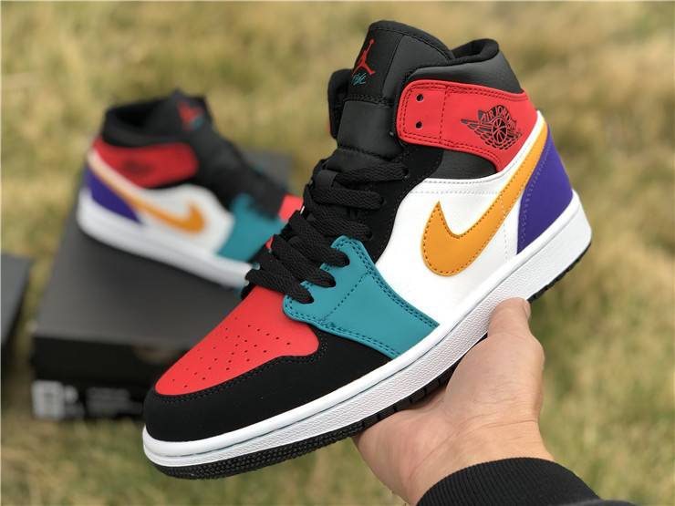 Authentic Nike Air Jordan 1 Mid  Multi-Color GS Shoes-LY