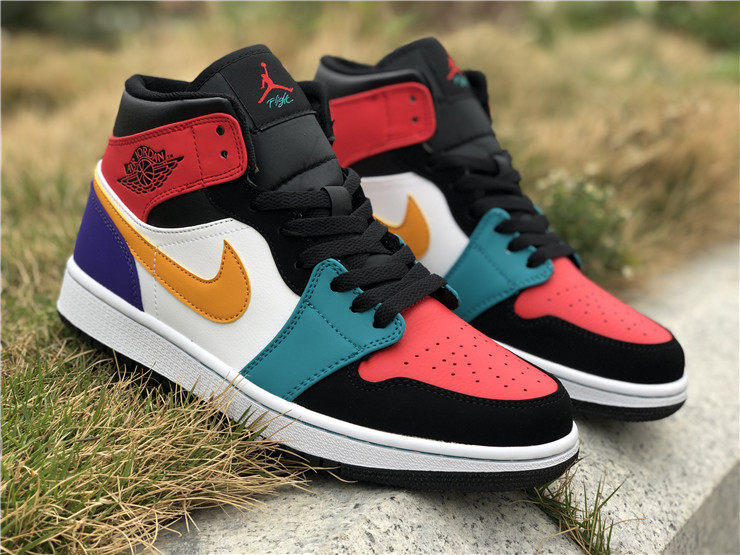 Authentic Nike Air Jordan 1 Mid  Multi-Color GS Shoes-LY