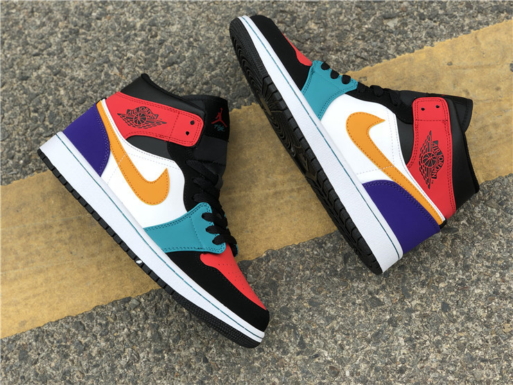 Authentic Nike Air Jordan 1 Mid  Multi-Color GS Shoes-LY