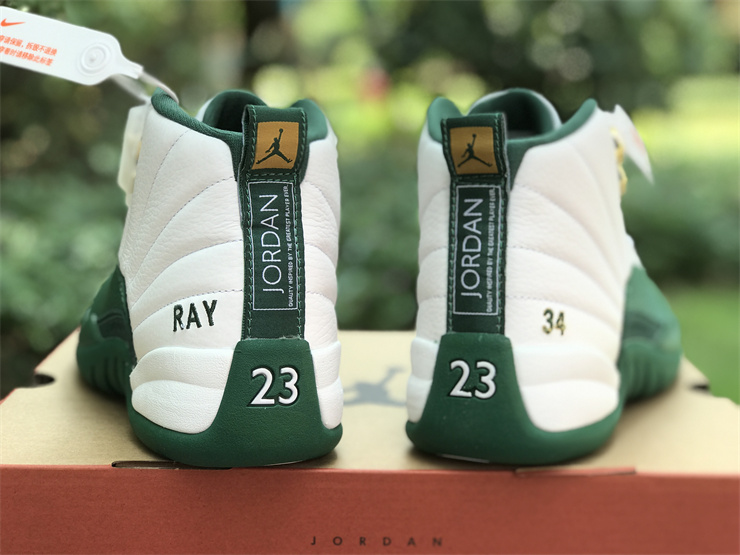 Authentic Air jordan 12 PE Ray Allen White Green