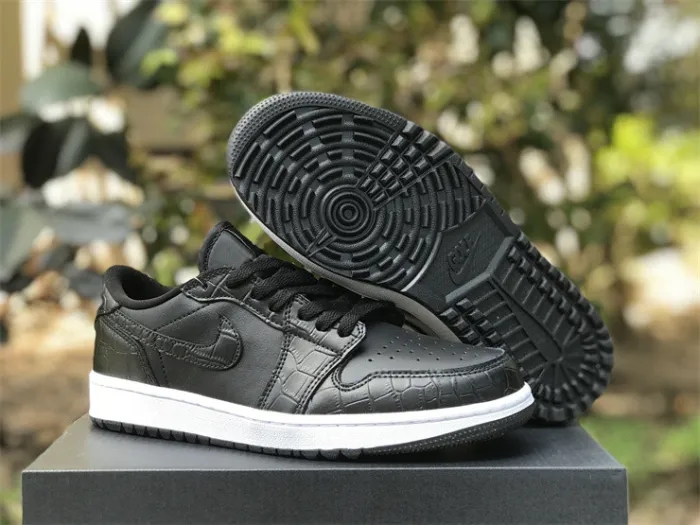 Authentic Air Jordan 1 Low Golf “Black Croc”