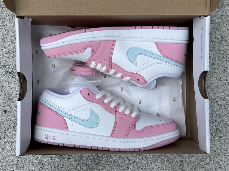 Authentic Air Jordan 1 LOW “White/Pink Foam/Glacier Blue”