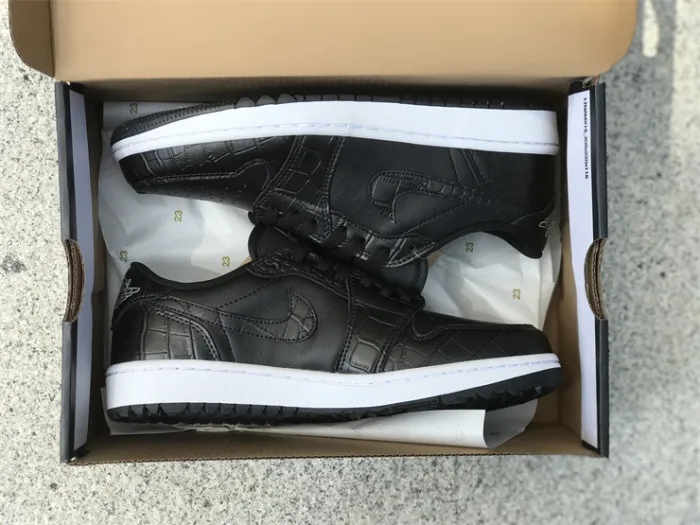 Authentic Air Jordan 1 Low Golf “Black Croc”