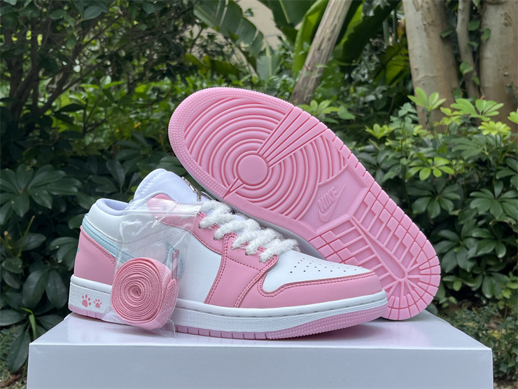 Authentic Air Jordan 1 LOW “White/Pink Foam/Glacier Blue”