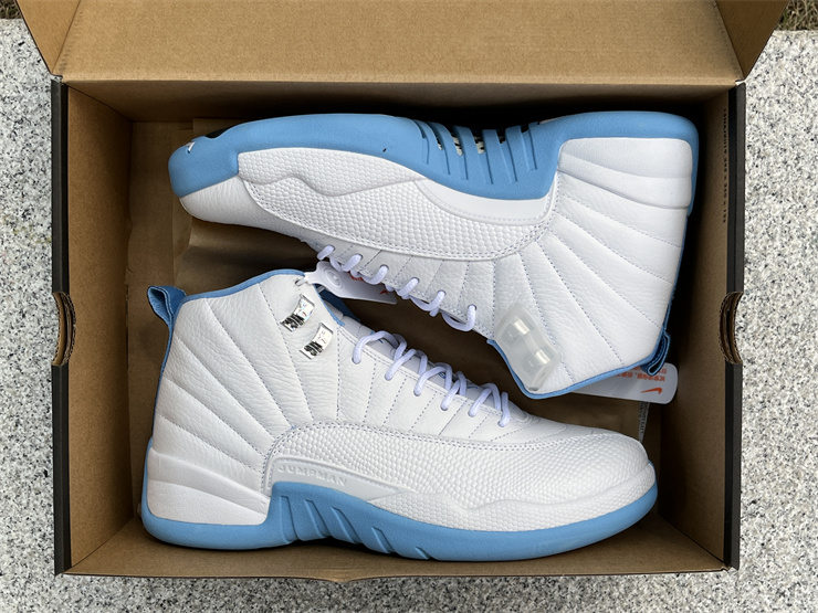 Authentic Air Jordan 12 Retro White Univ Blue