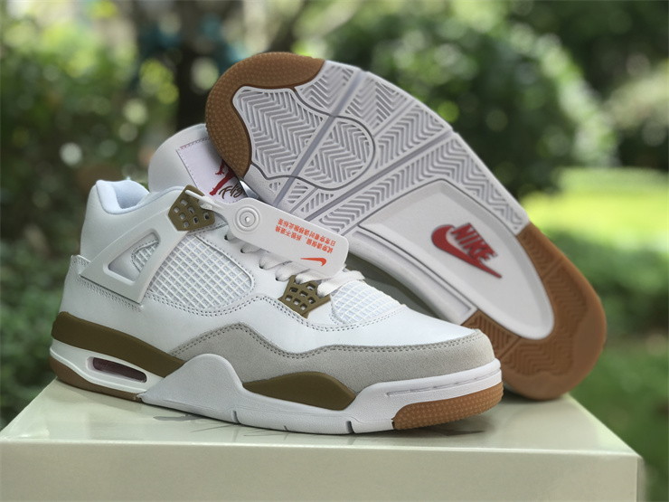 Authentic Nike SB x Air Jordan 4 White Camel