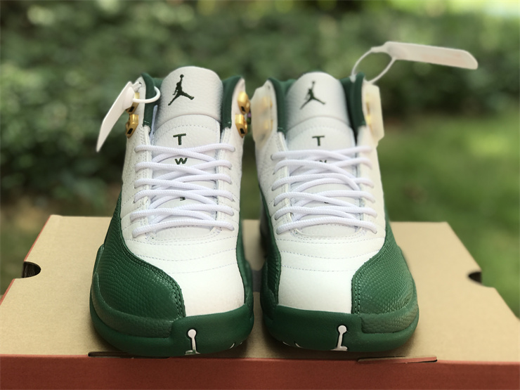 Authentic Air jordan 12 PE Ray Allen White Green