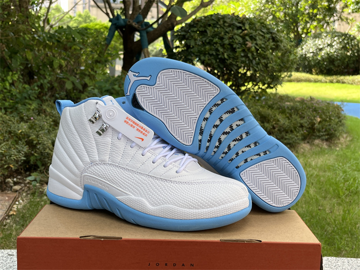 Authentic Air Jordan 12 Retro White Univ Blue