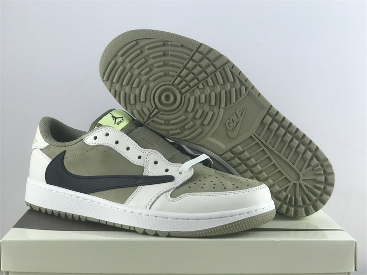 Authentic Travis Scott x Air Jordan 1 Low Golf “Olive”