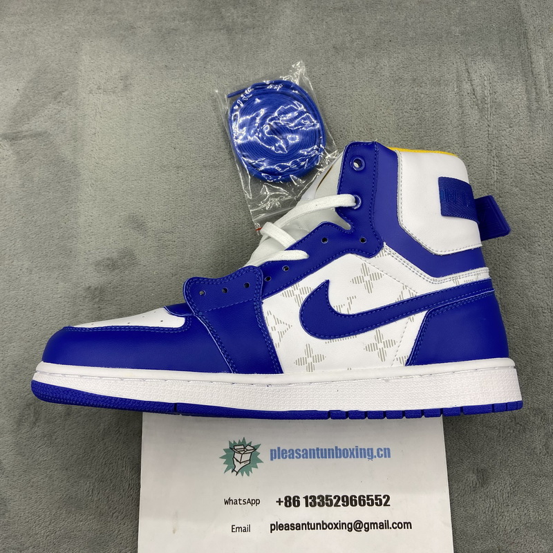 Authentic LV x Air Jordan 1 High Blue Orange