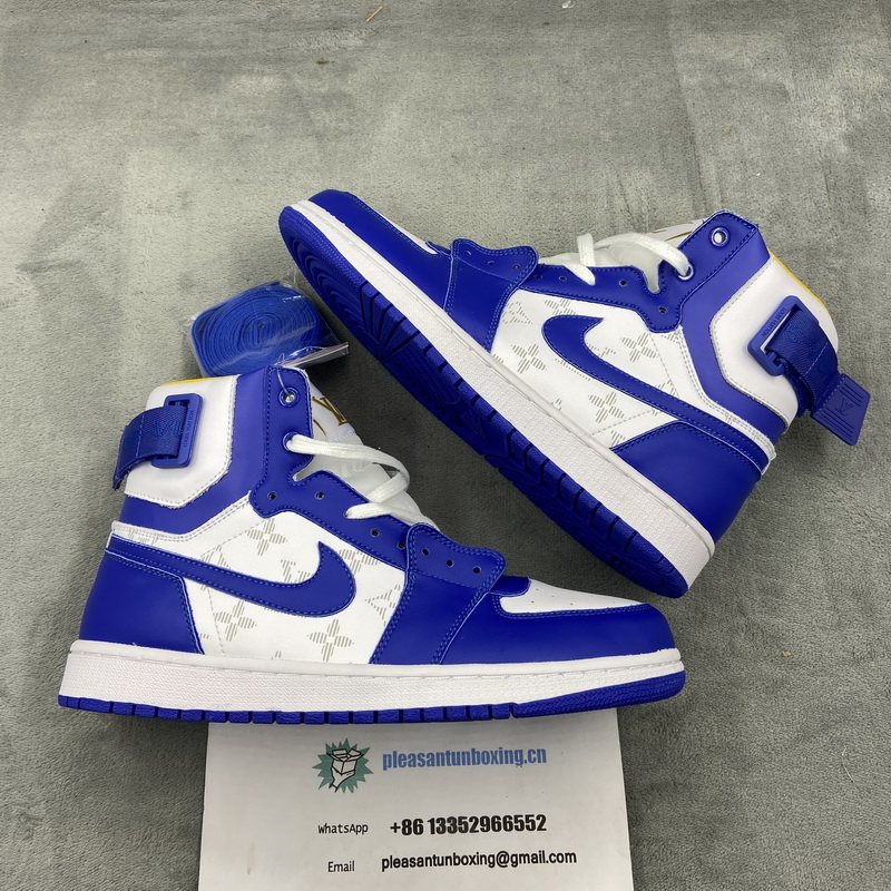 Authentic LV x Air Jordan 1 High Blue Orange