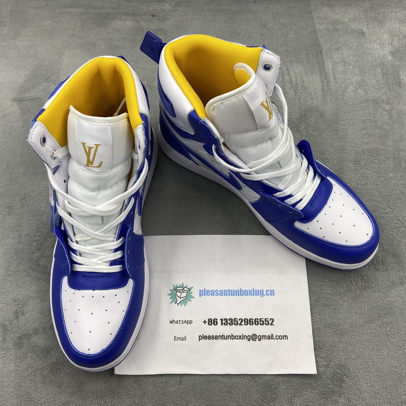 Authentic LV x Air Jordan 1 High Blue Orange