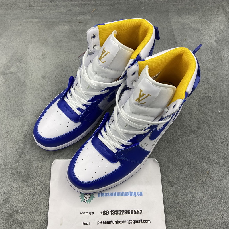 Authentic LV x Air Jordan 1 High Blue Orange