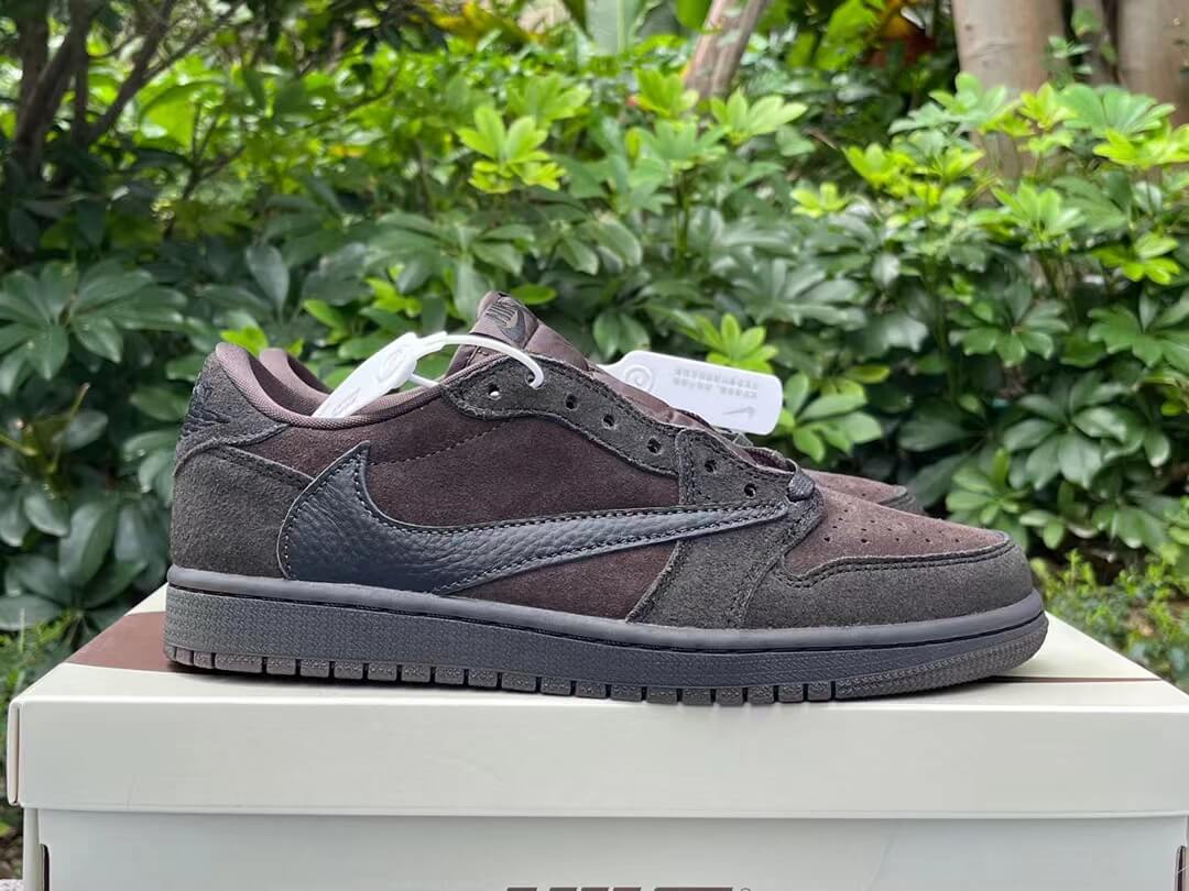 Authentic Travis Scott x Air Jordan 1 Low OG Velvet Brown Dark Mocha